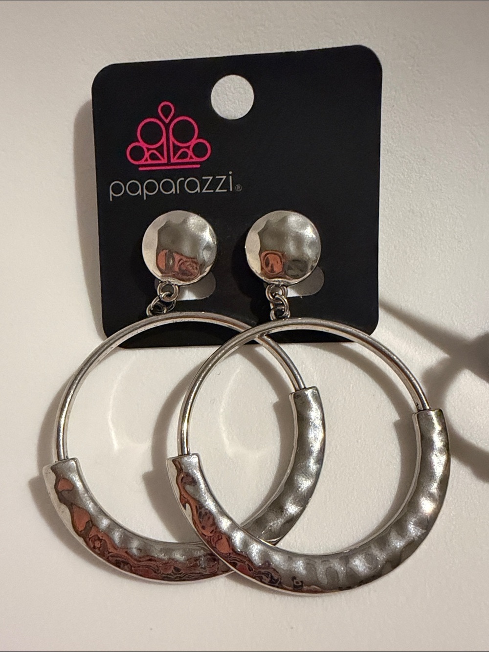 paparazzi Silver Hammered Hoop and Polka-Dot Mini Hoop Set - Picture 2 of 3